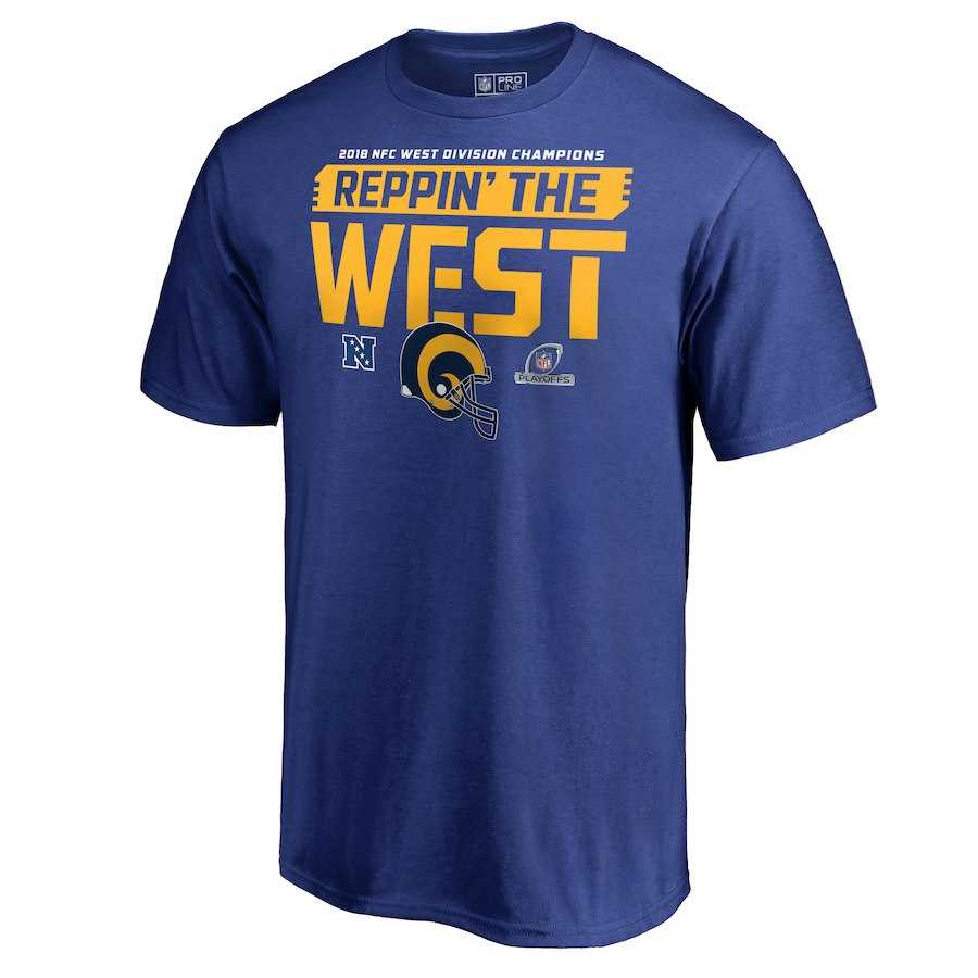 Men's Rams Blue 2018 NFL Playoffs Reppin' The West T-Shirt,We sell and wholesale Men's Rams Blue 2018 NFL Playoffs Reppin' The West T-Shirt on line form chian!